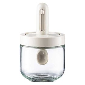 1pc Seasoning Jar With Retractable Spoon; Glass Spice Jar Seasoning Box; Seasoning Container With Lid And Spoon For Salt; Sugar And Spices; Kitchen Su (Quantity: 1 Piece)