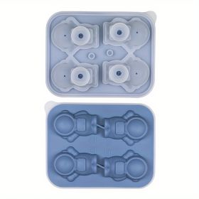 1pc Astronaut Ice Cube Mold Frozen Coffee Milk Tea Internet Celebrity Ice Mold Homemade Silicone Sorbet Ice Tray Mold (Color: 4 Astronaut Ice Trays - Haze Blue)