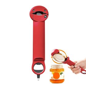 Multifunctional Retractable Bottle Opener Stainless Steel Can Opener (Color: Red)