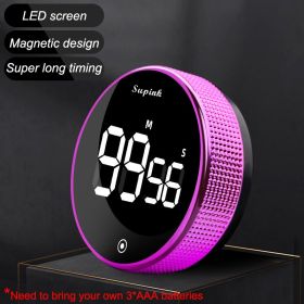 Magnetic Kitchen Timer Rotary Digital Timer Manual Countdown Alarm Clock Mechanical Cooking Timer Cooking Shower Study Stopwatch (Color: Upgrade purple, Ships From: China)