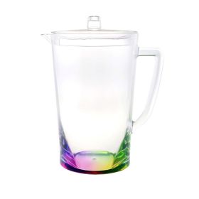 2.75 Quarts Water Pitcher with Lid, Oval Halo Design Unbreakable Plastic Pitcher, Drink Pitcher, Juice Pitcher with Spout BPA Free (Color: as Pic)