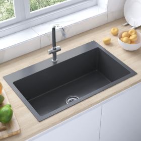 Handmade Kitchen Sink Black Stainless Steel (Color: Black)