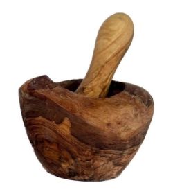 Olive Wood Rustic Mortar and Pestle (size: Large. 6in diameter)