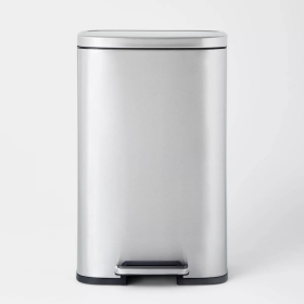 45L Rectangular Step Trash Can (Color: Silver)