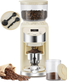 Coffee Grinders, Adjustable Burr Mill with 35 Precise Grind Settings, Electric Coffee Grinde 120V/200W, Coffee Bean Grinder (Color: Beige White)