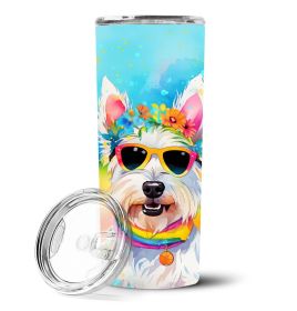 Westie Hippie Dawg Stainless Steel Skinny Tumbler Vacuum Double Walled Reusable Insulated Tumbler Travel Cup for Coffee Cocktails Gift with Lid, 20 oz (default: default)