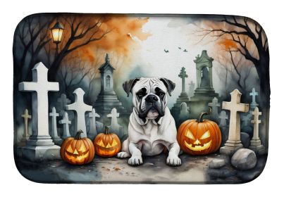 Boxer Spooky Halloween Dish Drying Mat Absorbent Dish Drying Mat Pad for Kitchen Counter Dish Drainer Mat for Countertop, 14 x 21", Multicolor (default: default)