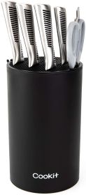 Knife Block Holder, Universal Knife Block without Knives, Unique Double-Layer Wavy Design, Round Black Knife Holder for Kitchen, Space Saver Knife Sto (Option: Default)