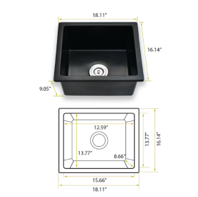 Table Sink With Basket Filter (Color: Black)