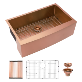 Stainless Steel Apron Front Farmhouse Sink -Prohibited On Amazon (Option: Rose Gold)